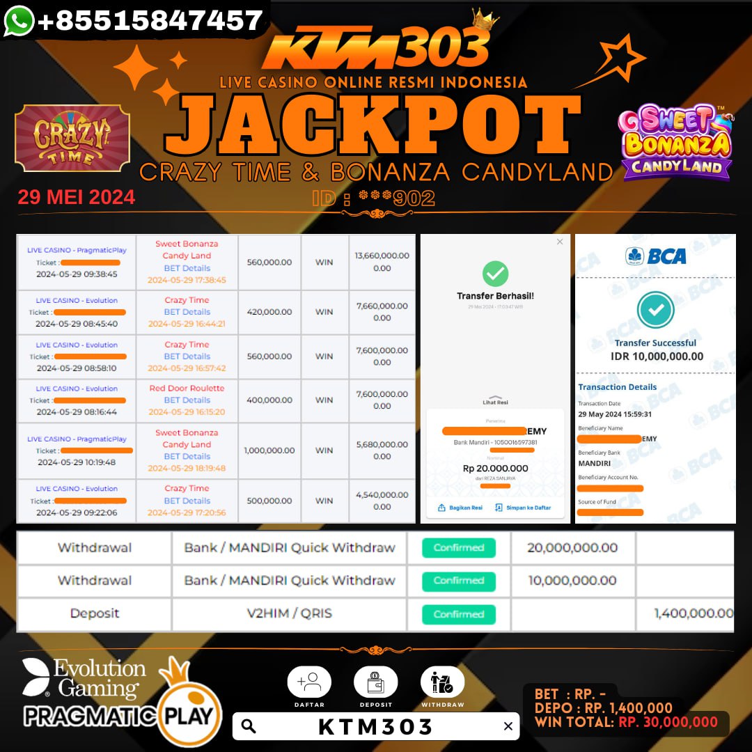 KTM303 : Crazy Time Evo Casino Online Terbaru 2024 Mudah Menang